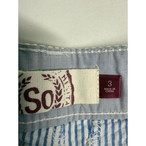 SO Women’s Navy White Stripe Cotton Shorts Size 3 - Picture 5 of 8